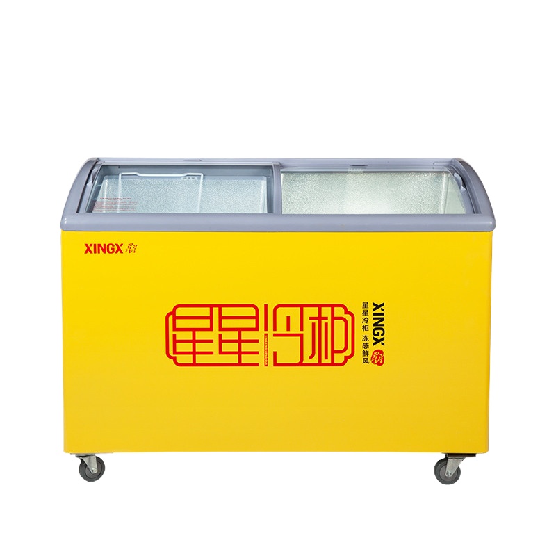 云南星星（XingXing）SCD-312CY 312升 双温玻璃门冷藏冷冻柜卧式商用展示柜 稳定锁冷 快速降温 黄色