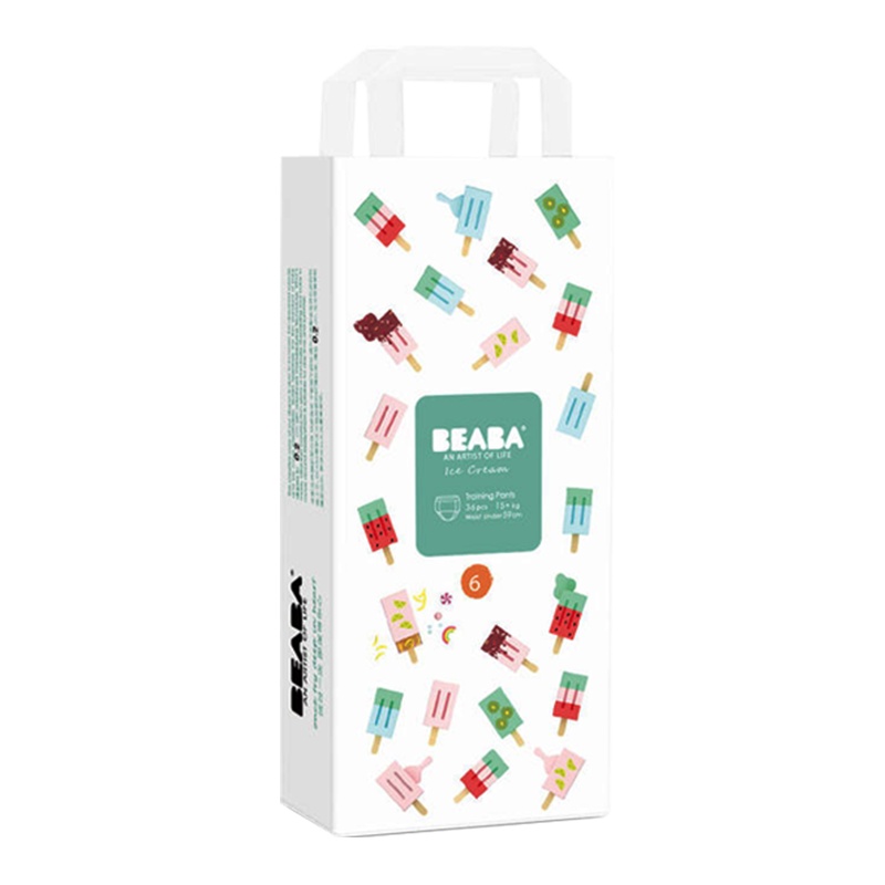 [详情抢大额券]BEABA冰淇淋系列婴儿拉拉裤XXL36片超薄透气夏季学步裤15kg以上