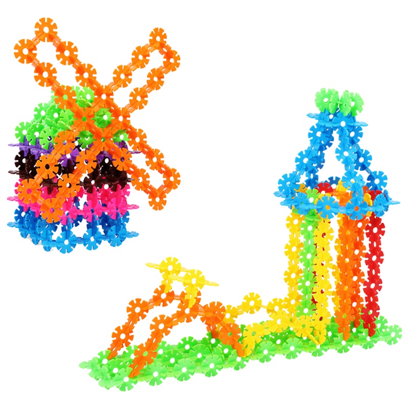 悦乐朵儿童中号加厚600片雪花片积木雪花插片di拼装幼儿园宝宝送男孩女孩生日礼物玩具3-6-12岁
