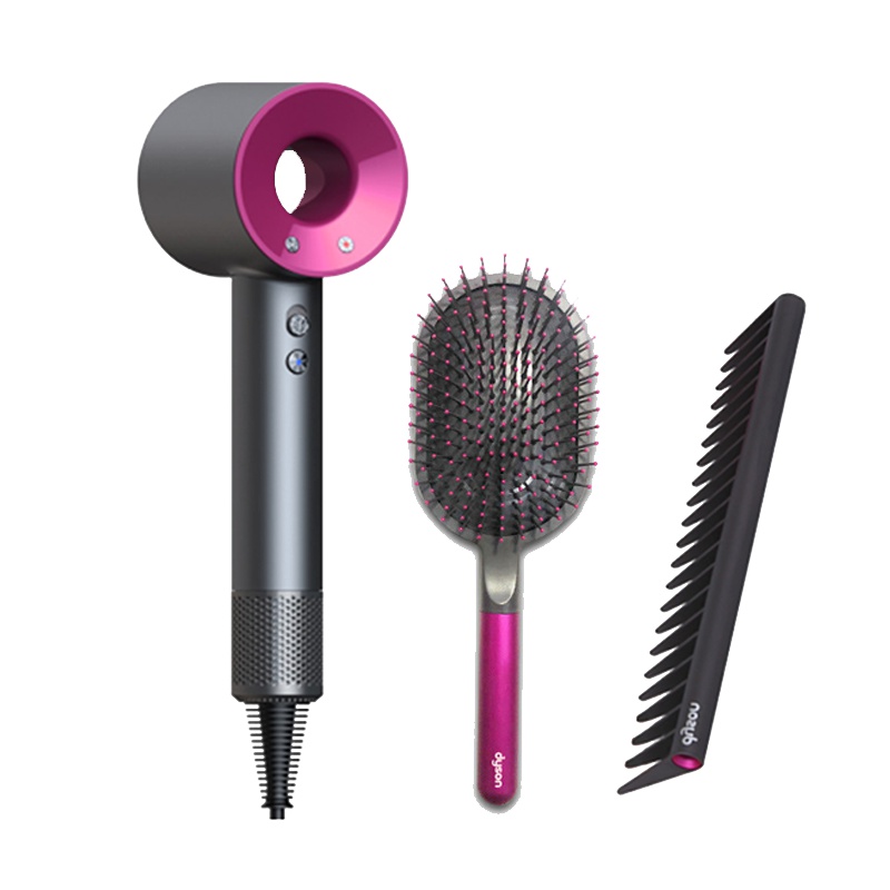 [限量版组合]戴森(DYSON) Supersonic HD01 智能吹风筒 负离子护发 静音设计 紫红带梳子电吹风