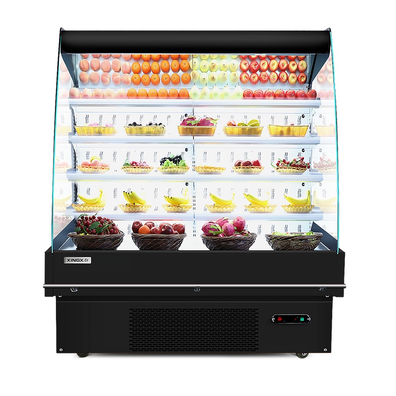 星星(XINGX)620升 超市风幕柜 展示柜冰柜 保鲜柜 水果蔬菜冷藏柜 IVMC-1.5-10020WB(黑)
