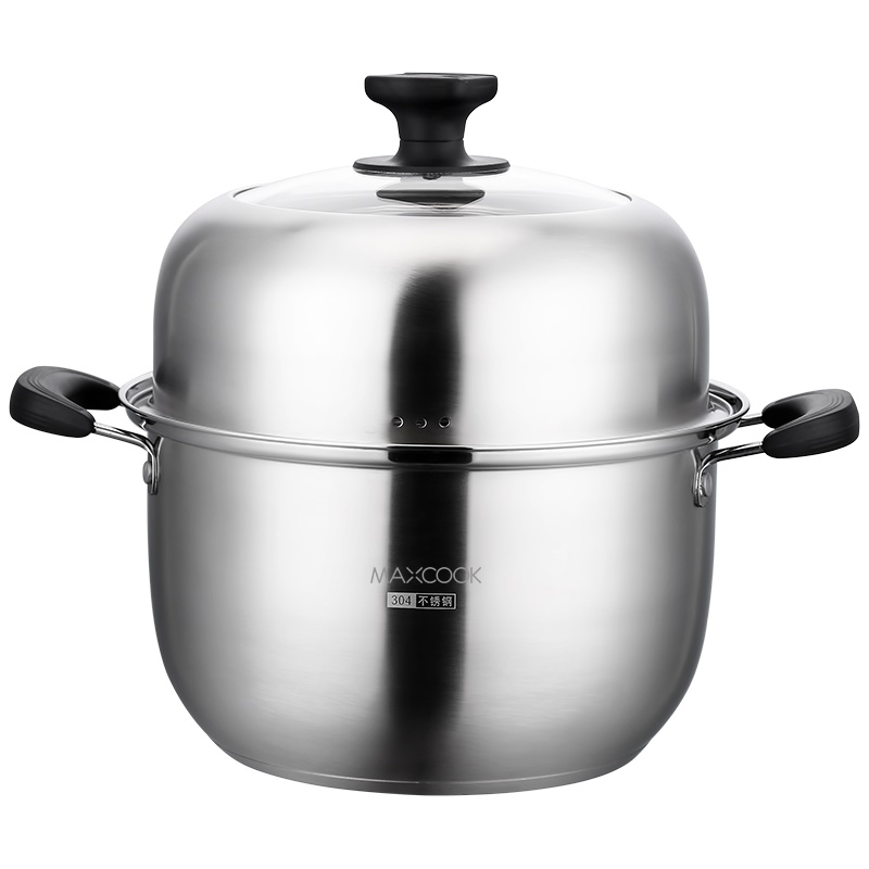 美厨 汤锅蒸锅 26cm加厚304不锈钢复底汤锅蒸锅多用锅 电磁炉燃气煤气灶明火通用 锅具MCZ947