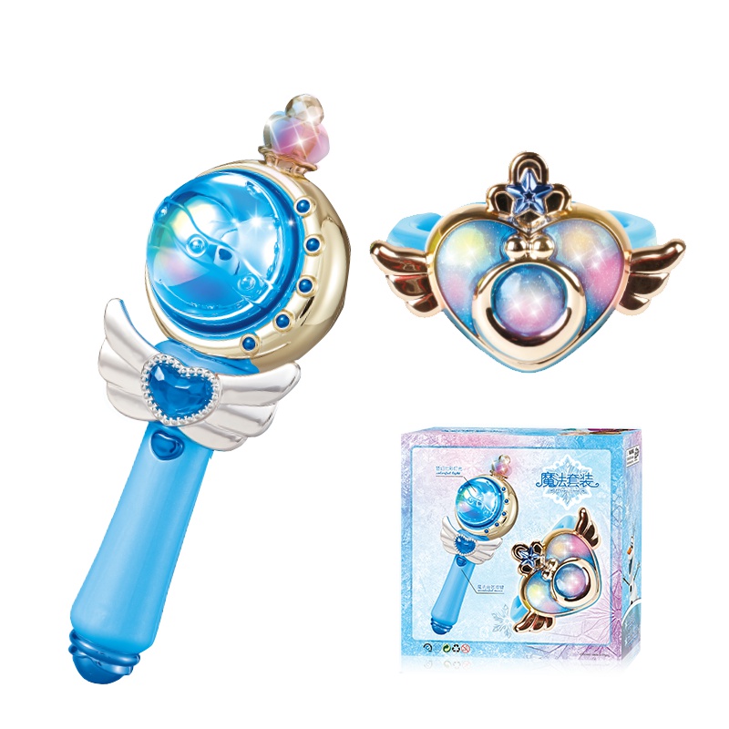 冰雪奇缘玩具公主女孩儿童生日礼物电动发光魔法棒手镯装饰套装