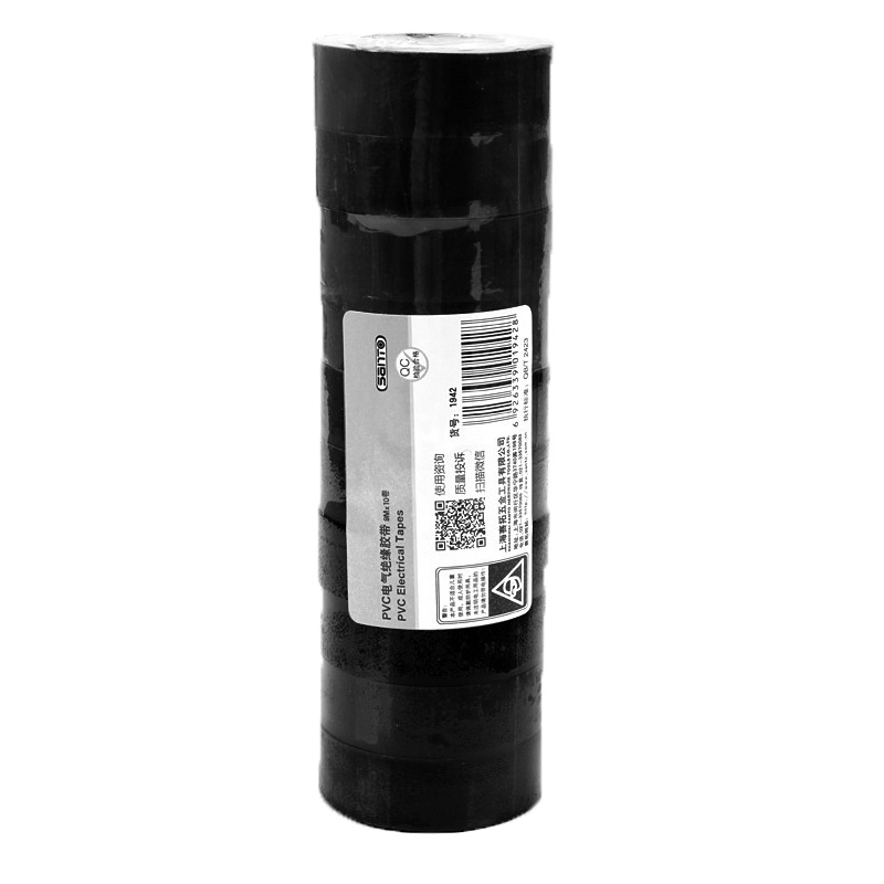 赛拓(SANTO) 电工绝缘胶带19mm*9m 10卷装 电子电工胶布 阻燃胶布 绝缘胶布电工配件PVC胶布