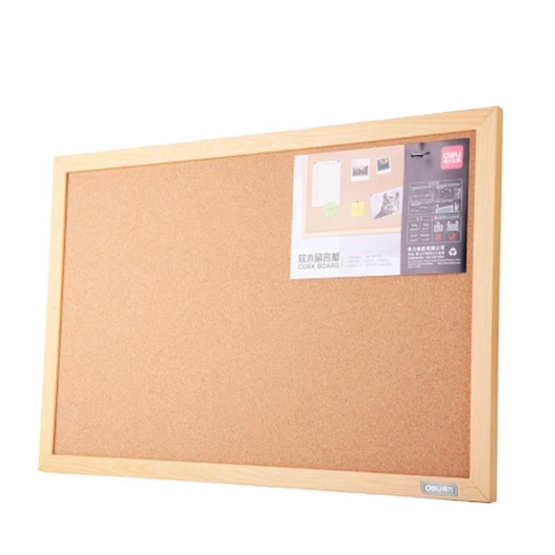 得力(deli) 8762 40*60cm软木板 留言板 照片墙 木边框针插留言板 创意背景墙展示板 小木板 图钉板