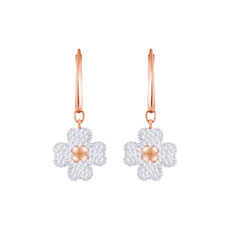 SWAROVSKI施华洛世奇 玫瑰金色四叶小花耳环 送恋人 人造水晶 5420249