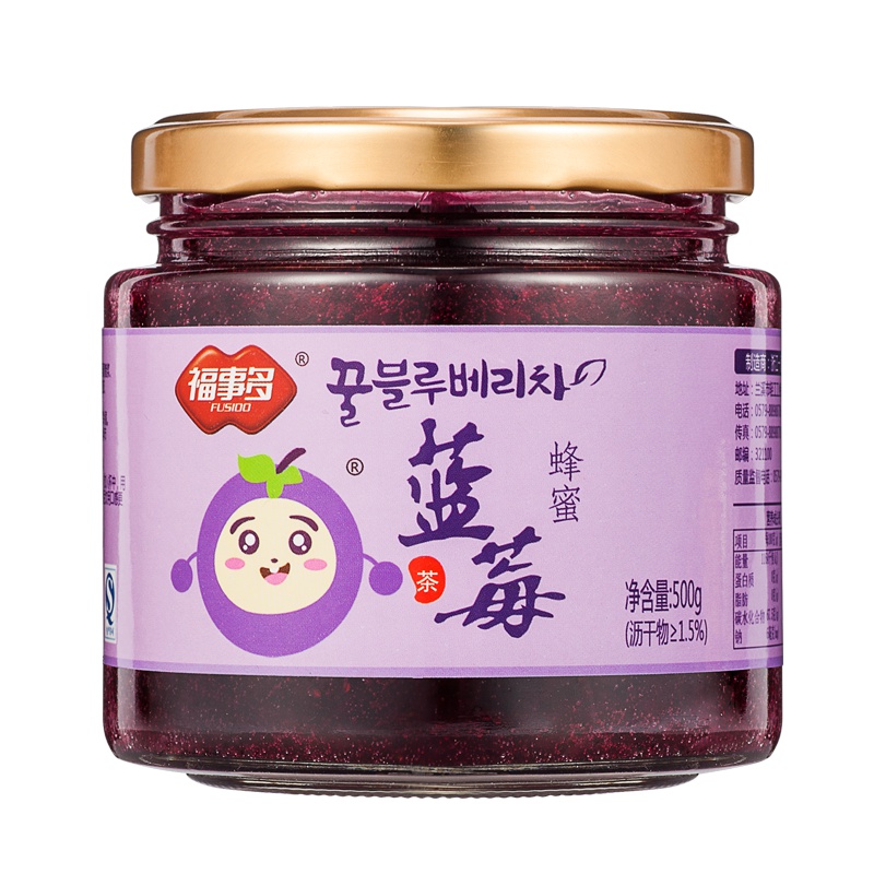 福事多蜂蜜蓝莓茶500g水果茶自制冲饮茶泡水喝的饮品冬季热饮