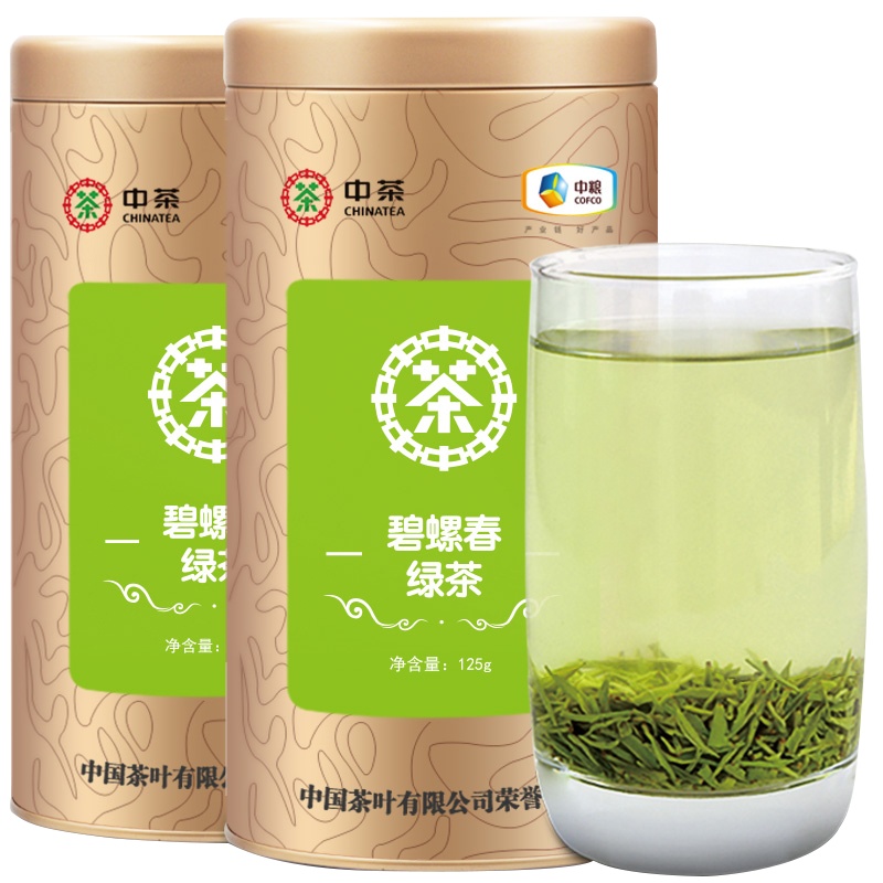 中茶 茶叶 绿茶 新茶 碧螺春 明前云雾春茶 125g*2罐
