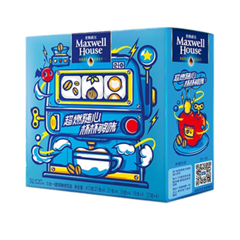 麦斯威尔速溶 馆式系列 拿铁香草卡布奇诺榛果白咖啡 5口味组合装 20条礼盒装