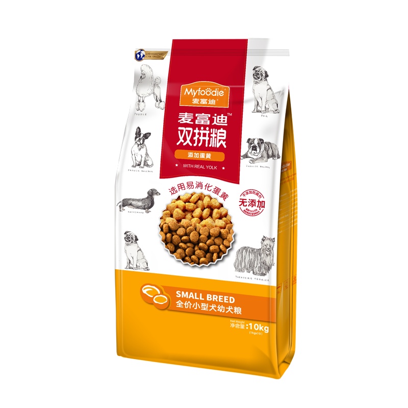 麦富迪蛋黄双拼狗粮10kg小型犬幼犬通用狗粮泰迪柯基比熊20斤装