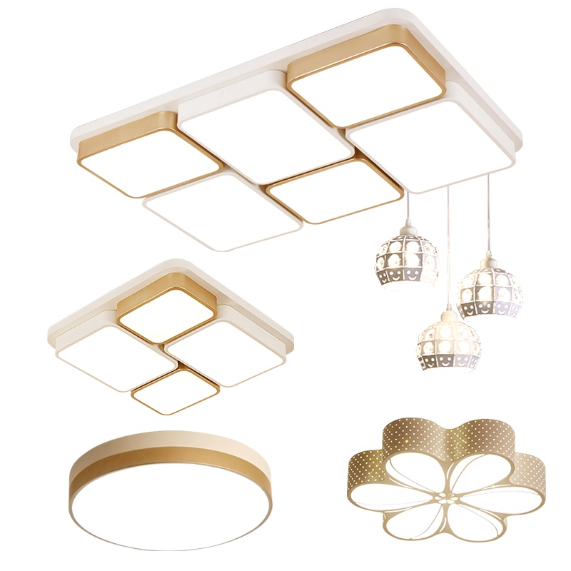 Grevol品拓PINTUOLED吸顶灯简约现代吸顶灯铁艺客厅灯长方形吸顶灯具套餐套装组合卧室灯客厅灯饰灯具套餐25M2