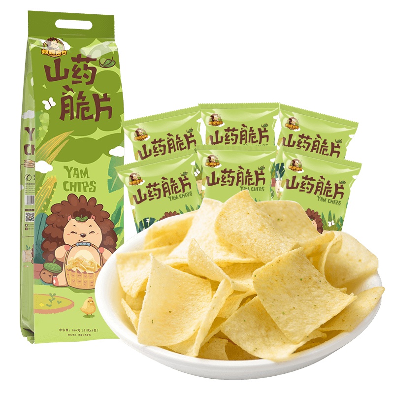 刺猬阿甘 山药脆片办公室休闲膨化零食脆薯片香葱味186g