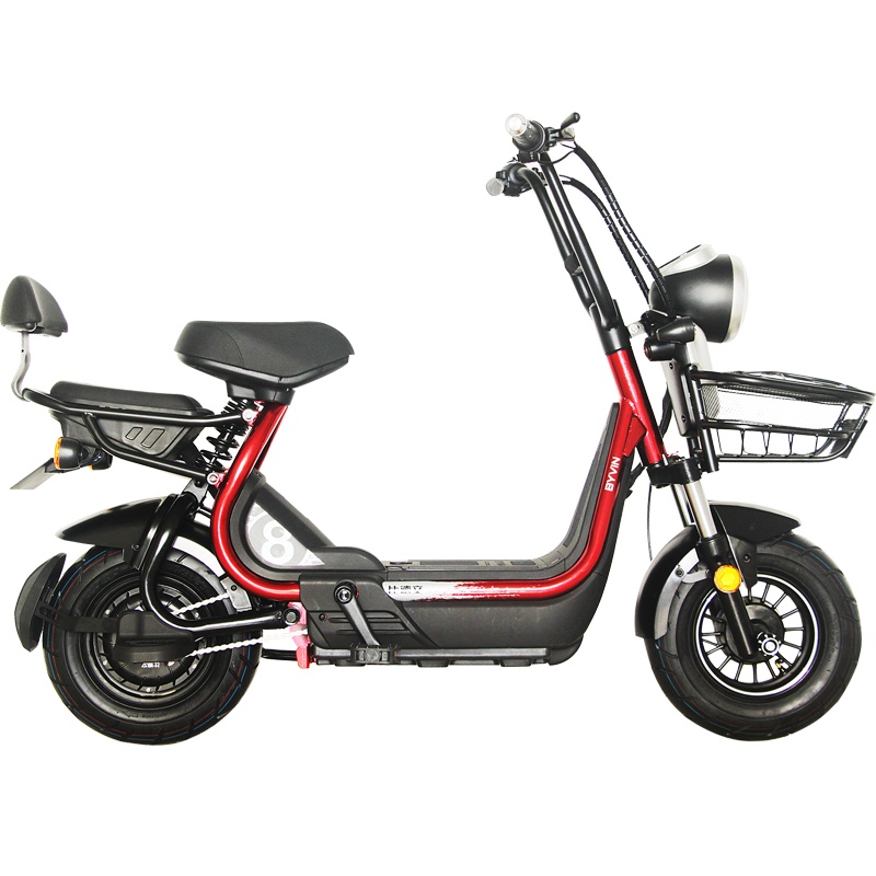 比德文 魔王pro 电动自行车 48V20A锂电池 电池可取 成人双人男女通勤代步车 学生代步车 老人电动自行车 透明红