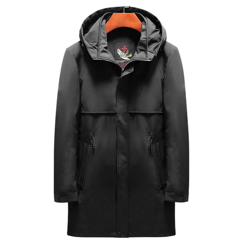 雅鹿男装秋冬男式防风保暖休闲连帽中长款男士风衣A14730790