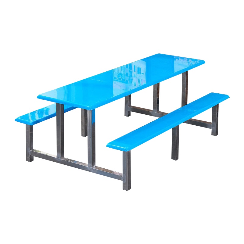 汉诺鑫威不锈钢餐桌连体餐桌椅组合学校食堂员工小吃店快餐桌椅4人6人8人8人位玻璃钢餐桌