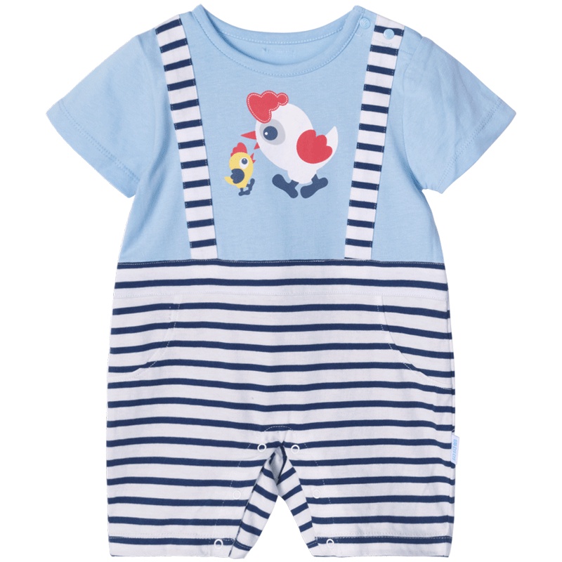 贝贝怡宝宝肩开连体衣夏新款男女童短袖纯棉哈衣192L213