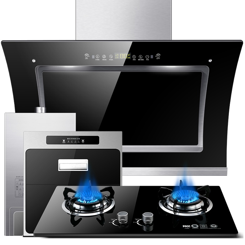 欢呼好太太 26立方大吸力自动清洗双电机 抽油烟机煤气灶16L热水器消毒柜 侧吸式触控式烟灶消热厨房四件套 天然气