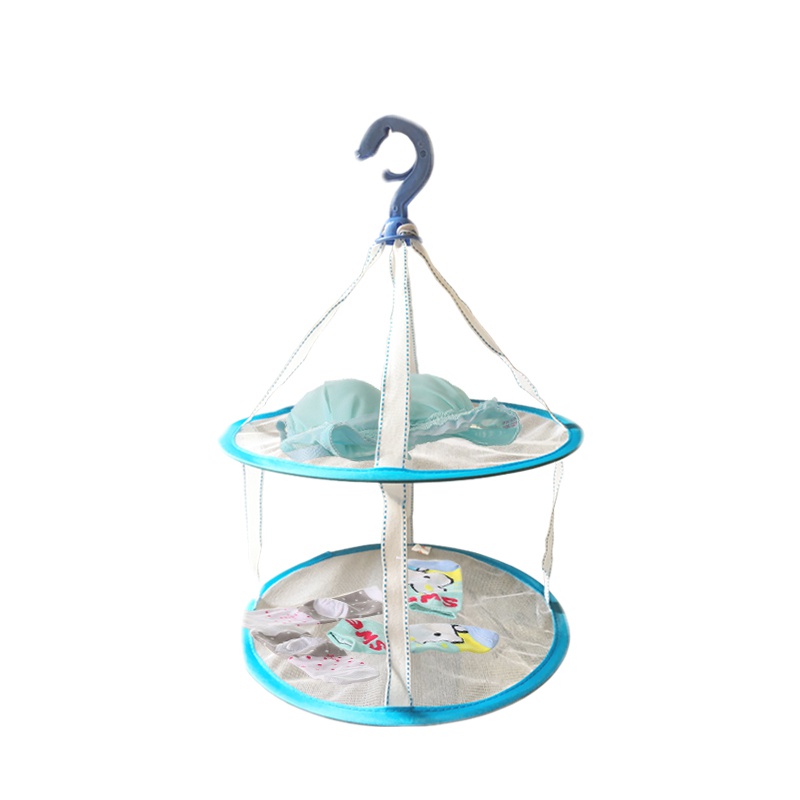 妙力双层晾晒篮晾衣网 防风勾设计网兜无围平铺晾衣架 晾晒内衣袜子晒衣篮