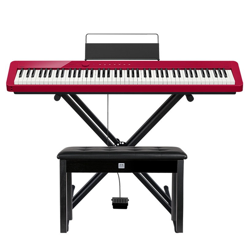 卡西欧(CASIO)电钢琴PX-S1000RD红色 纤薄便携时尚88键 智能触屏 (单机+X架+延音踏板)
