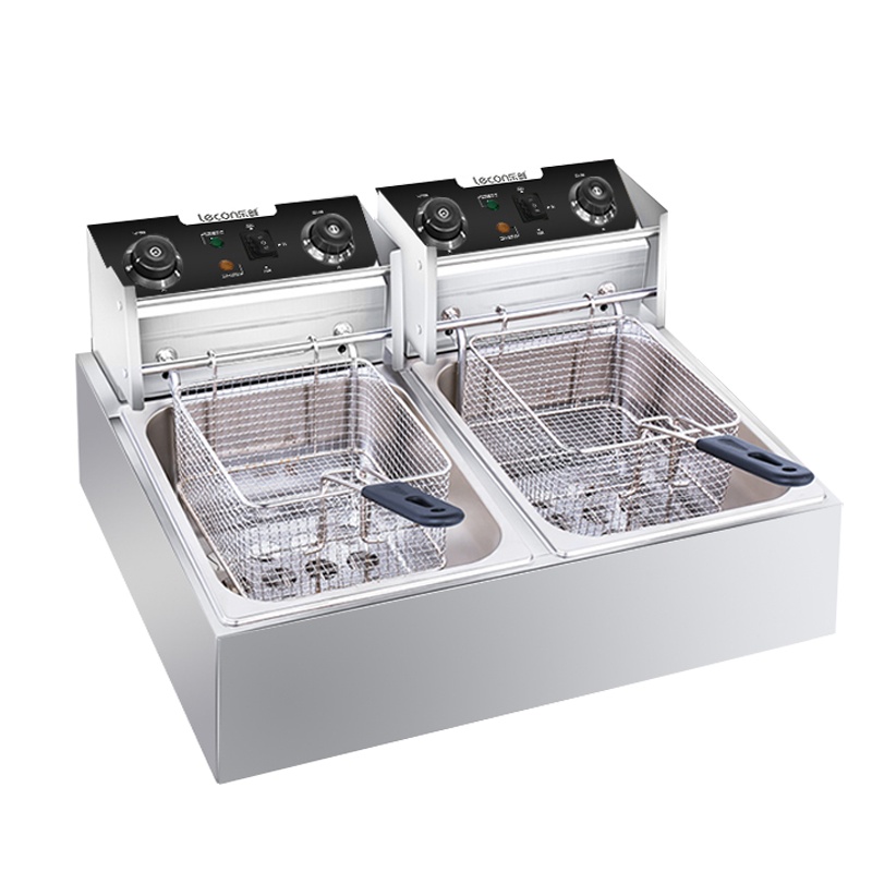 乐创(lecon)电炸炉 LC-DZL05S 商用油炸锅 10升双缸大容量 小吃炸串机炸薯条机炸油条机 5000W大功率