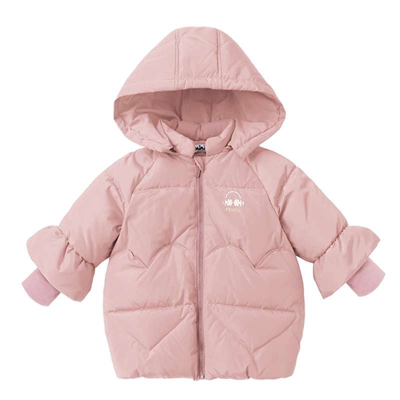 铅笔俱乐部童装2019冬季女童羽绒服女小童连帽外套儿童加厚羽绒服