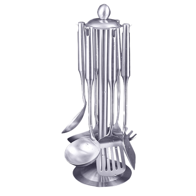 加厚不锈钢锅铲锅勺漏勺厨具套装炒菜铲子一体成型防烫炒铲汤勺 敬平 厨具套装7件套