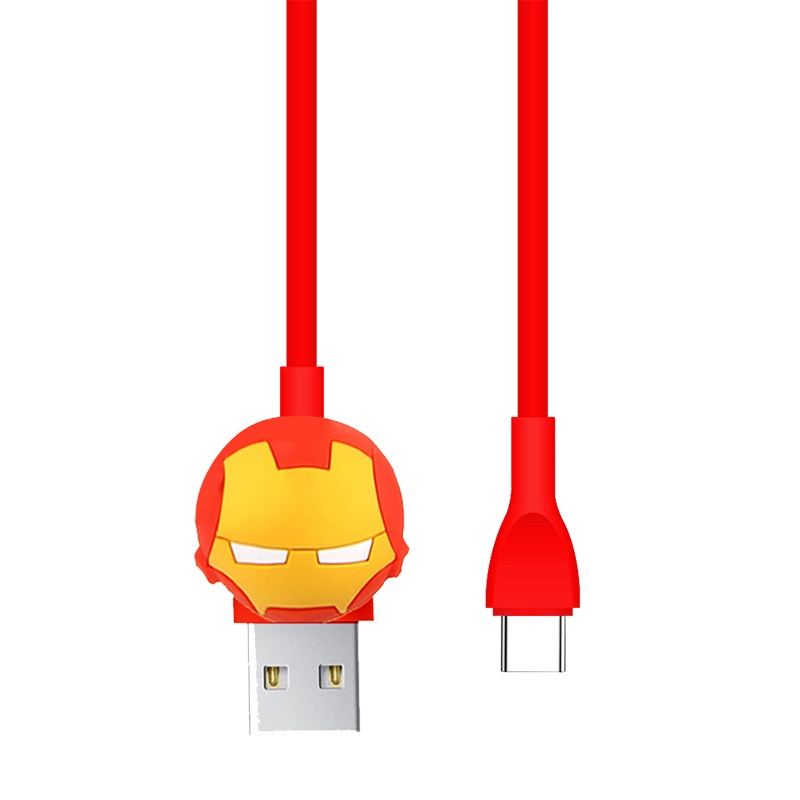 漫威造型数据线MV-211钢铁侠Type-C充电线魅族华为手机数据线三星数据线OPPO单头P20适用华为P30充电线