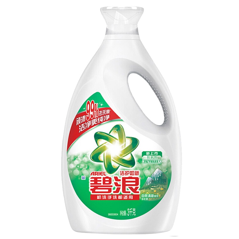 碧浪洁护如新洗衣液(自然清新香型)3kg 机洗手洗 低泡易漂洗
