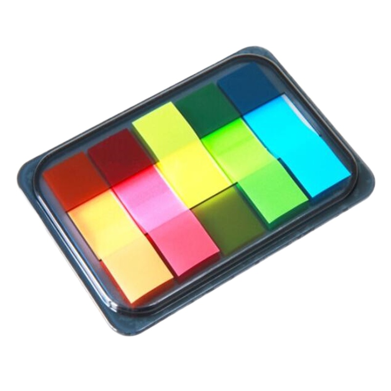 得力（deli）100张5色荧光膜指示标签贴 44*12mm抽取式便利贴9060