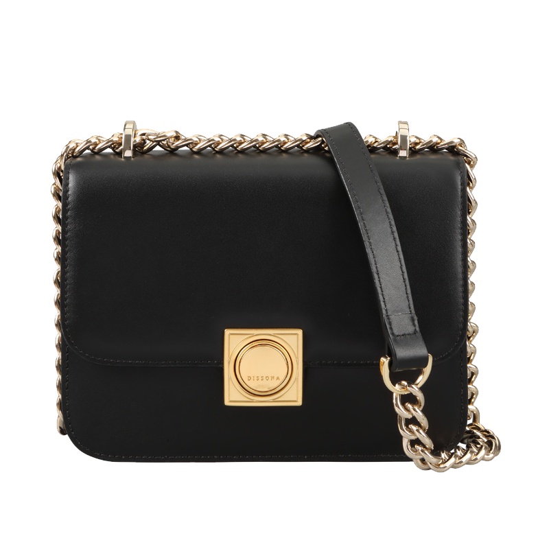 迪桑娜包包时尚真皮小方包 女式斜挎包链条单肩包风琴包