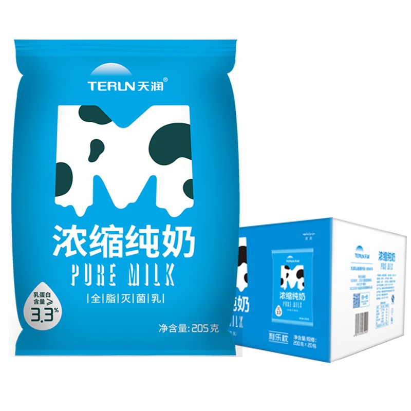 天润浓缩纯牛奶M枕新疆牛奶205ml*20袋