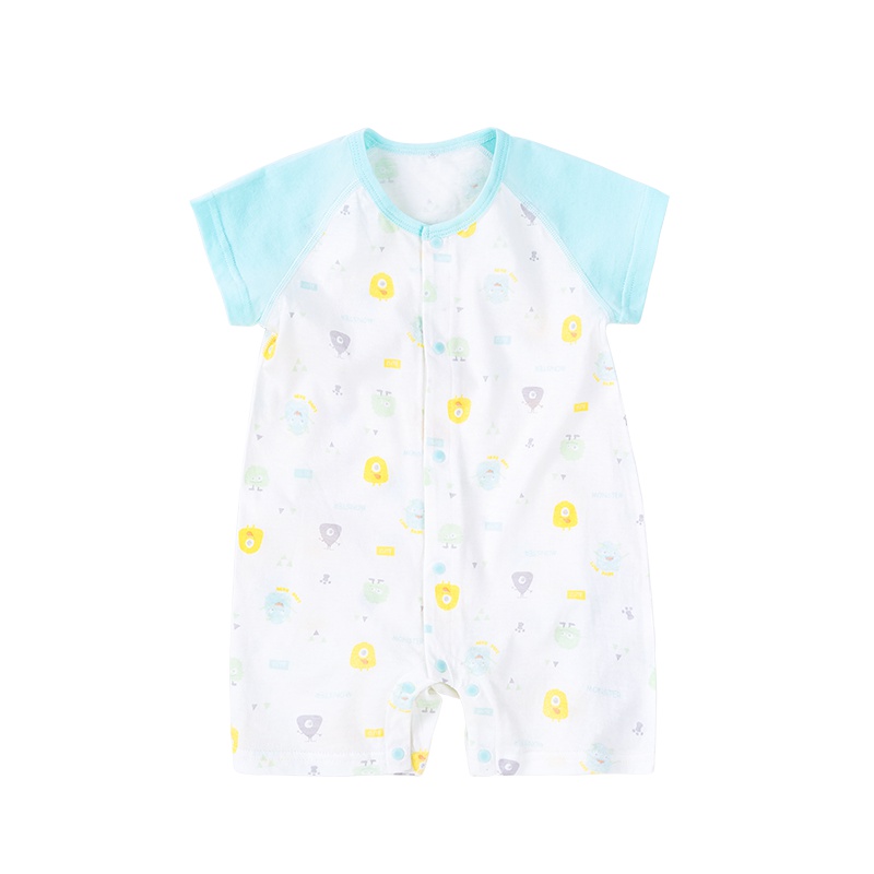 优简(BEST JANE) 优简 新生儿连体衣宝宝春秋婴儿装纯棉舒适可开档短袖开襟单排扣爬服