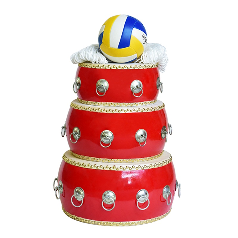 FLD-TZG14-16拓展道具鼓动人心击鼓颠球团队游戏道具同心鼓趣味运动会活动器材45cm16环拉绳+网球+排球