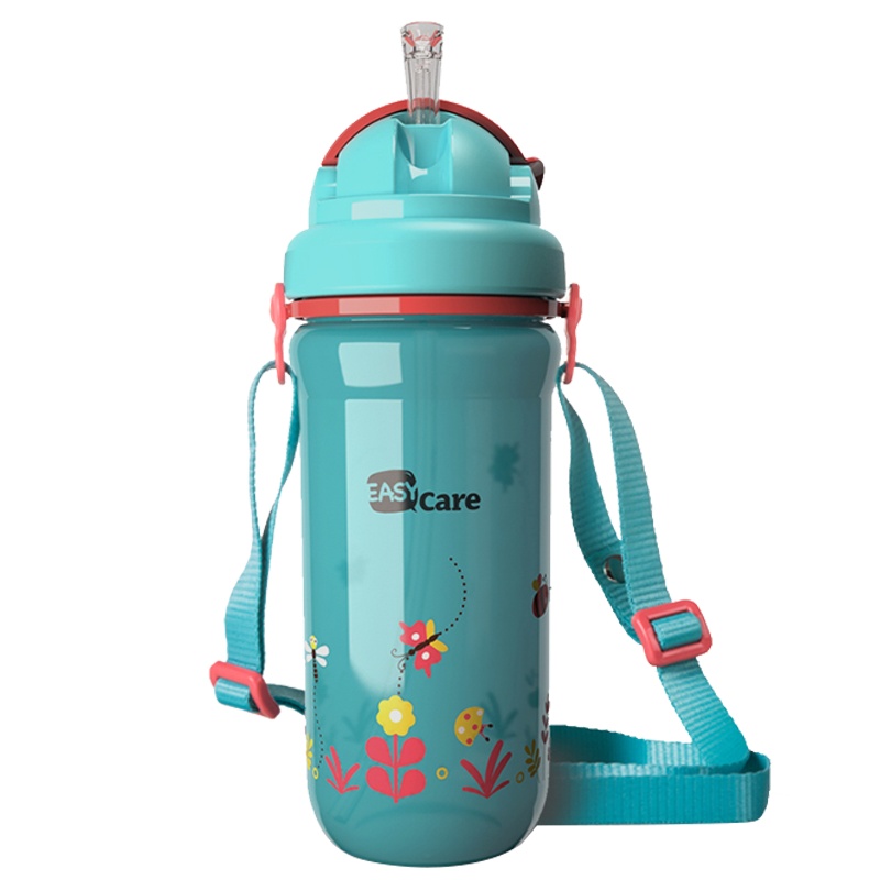 伊斯卡尔 (Easy Care)虫儿飞PP吸管杯宝宝学饮杯儿童学生背带水壶水杯耐用防烫防喷 450ml颜色随机