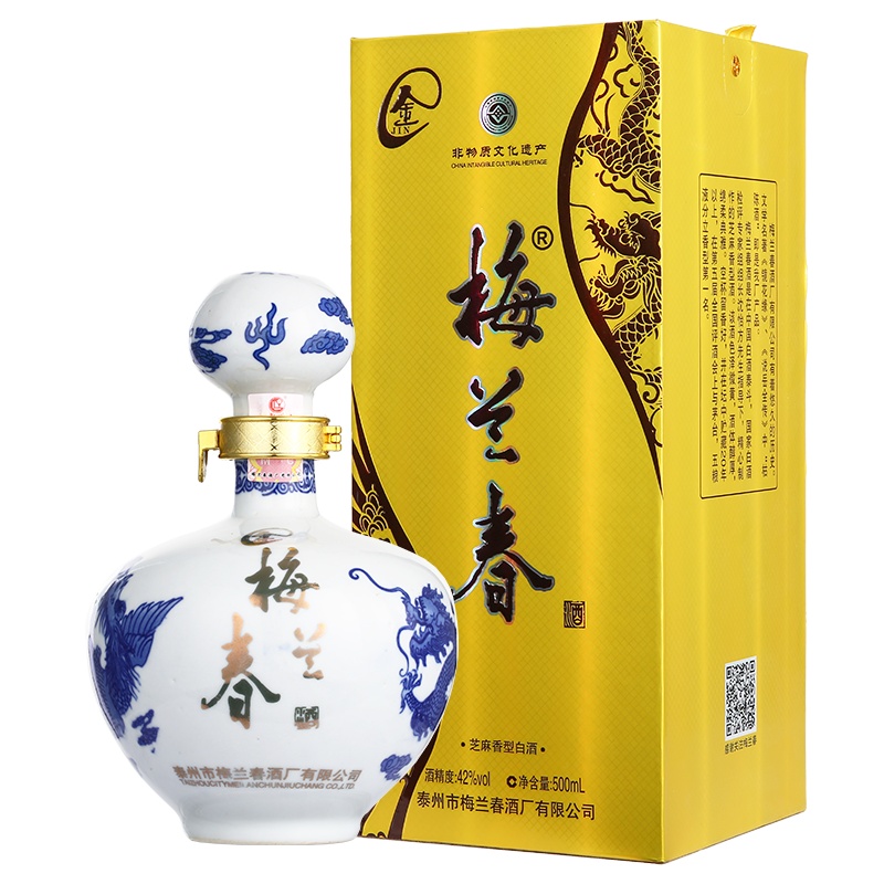 梅兰春 金系列42度金 芝麻香型 白酒 500ml 单瓶装 中华老字号 京剧大师梅兰芳故乡美酒[新旧包装随机发货]