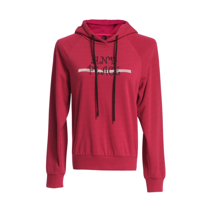 欧昵雪秋季字母绣花抽头短款宽松连帽卫衣女长袖上衣