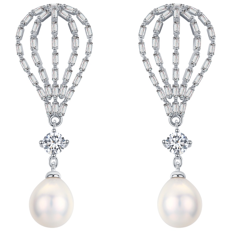 佰色传情(BRIR)S925银耳钉淡水珍珠纯银耳环女高级感百搭网红热气球