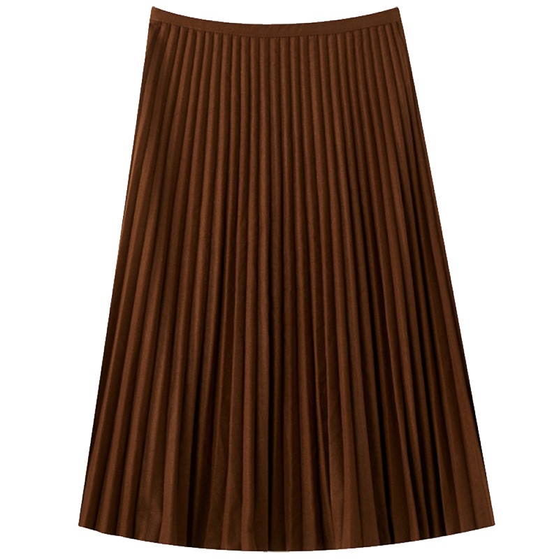 N【专柜同款】拉夏贝尔旗下百褶裙女士中长款秋季新款高腰宽松半身裙复古裙子30084180