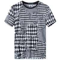 与狼共舞短袖T恤男夏季修身圆领印花简约时尚男士休闲体恤衫清仓