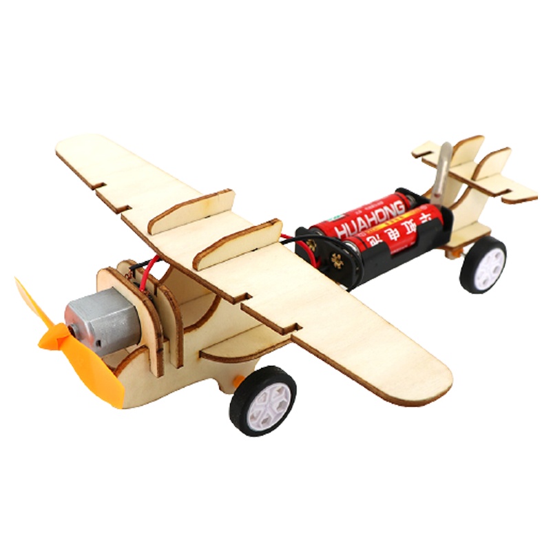 儿童趣味智扣物理玩具科技小制作小发明手工diy创意木制单翼飞机材料_天空三件套