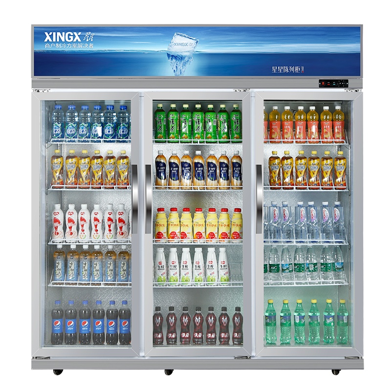 星星(XINGX)1200升 商用展示柜 对开门 冷藏柜 立式冷柜 冰箱 双层玻璃 三门 直观展示 LSC-1200K