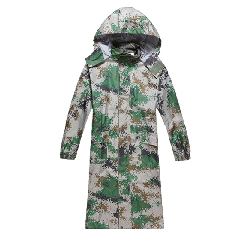 LKN猎途 07风衣式迷彩雨衣长款连体雨衣 保安抗洪抢险防汛执勤站岗 交通户外骑行劳保雨衣