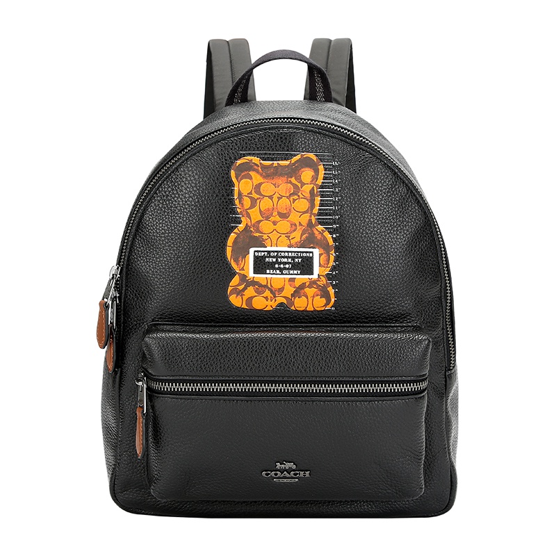 COACH 蔻驰 奢侈品 女士黑色皮革双肩包 F76656 QB/M2