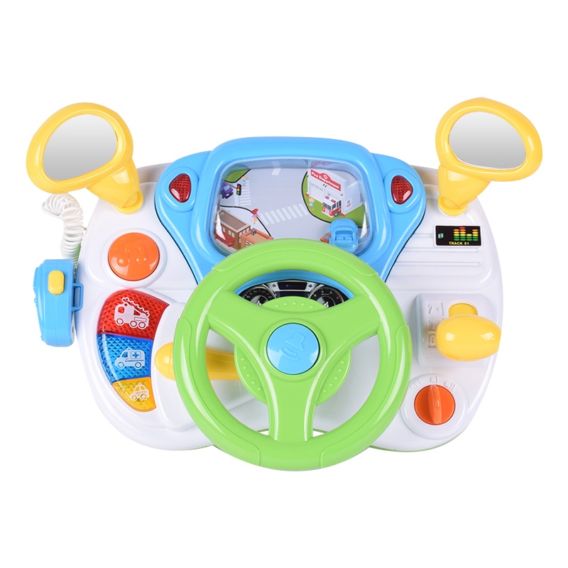宝丽 儿童玩具宝宝模拟驾驶赛车方向盘游戏机早教益智多功能仿真遥控车小孩学习机男孩女孩过家家玩具 音乐模拟驾驶室