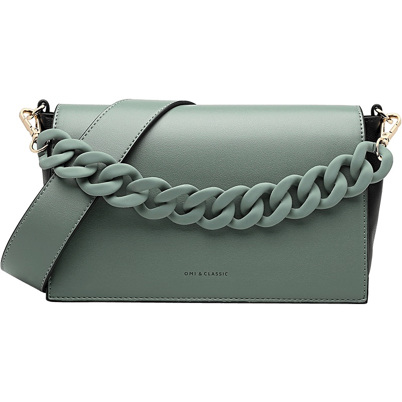 欧米omi包包女2020春季新款链条翻盖单肩斜挎包纯色小方包手提包