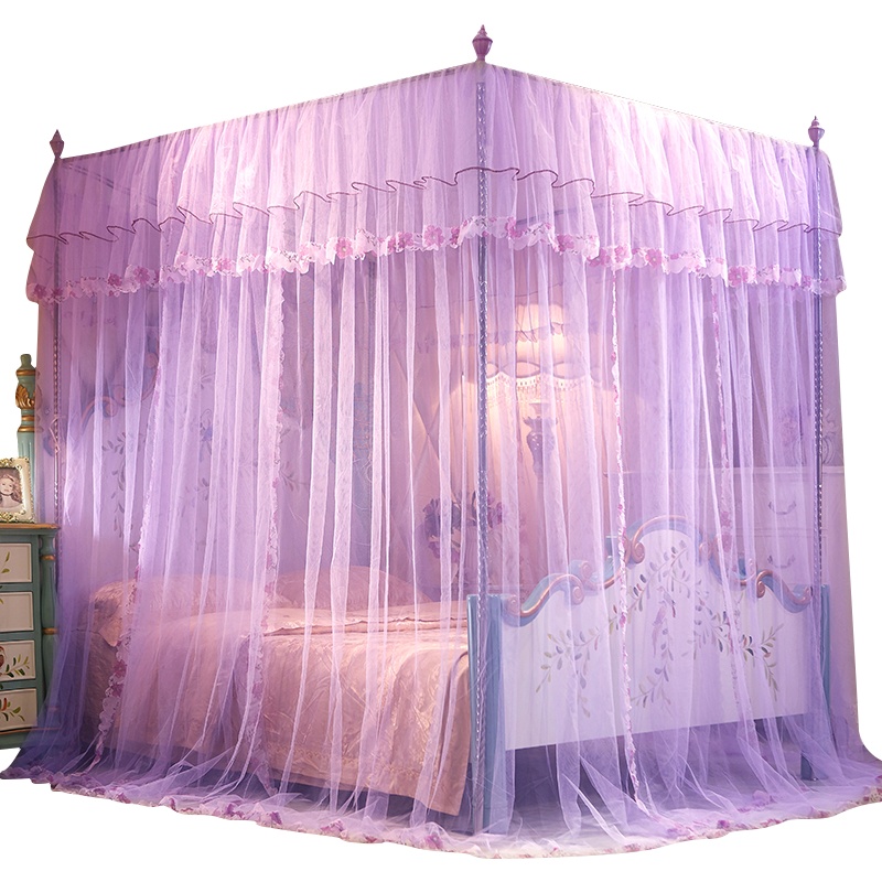 泰念(Tai nian)2020新款加高加大宫廷蚊帐落地式1.5米1.8m床方顶蚊帐单双人宫廷风三开门不锈支架蚊帐