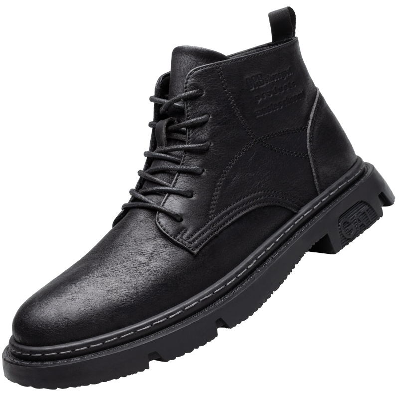 牧伦奴仕(MULUNUSHI)新款马丁靴男士休闲皮鞋高帮工装鞋二层牛皮(除牛反绒)男靴子青年皮靴短靴四季休闲鞋76321