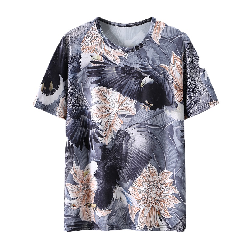 PMMP短袖t恤男士大码冰丝胖子宽松衣服夏季潮流半袖加肥加大体恤男装