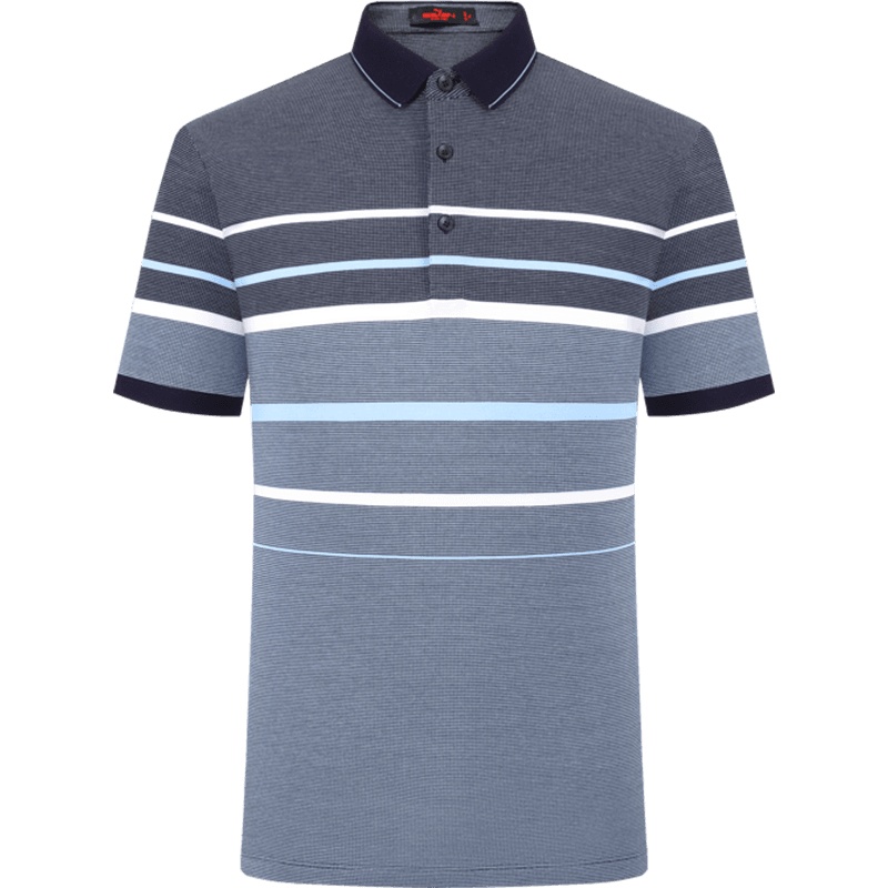 【丝光棉】柒牌男装短袖POLO衫男士纯棉条纹丝光棉翻领潮牌T恤衫