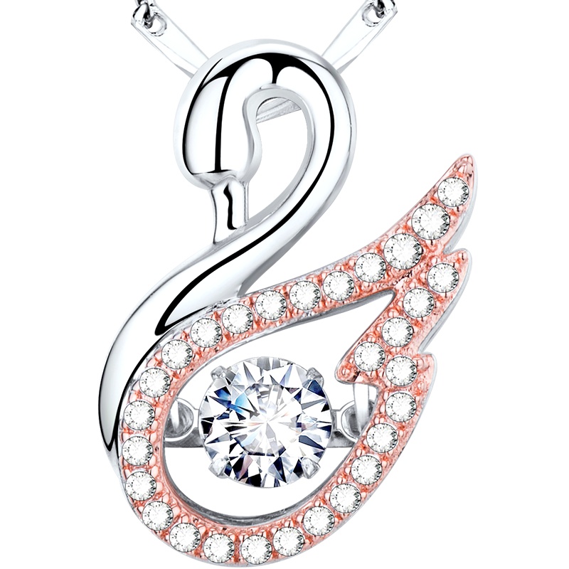 MyMiss新款925银天鹅项链女款气质锁骨链吊坠首饰 情人节生日礼物送女友 相守一生